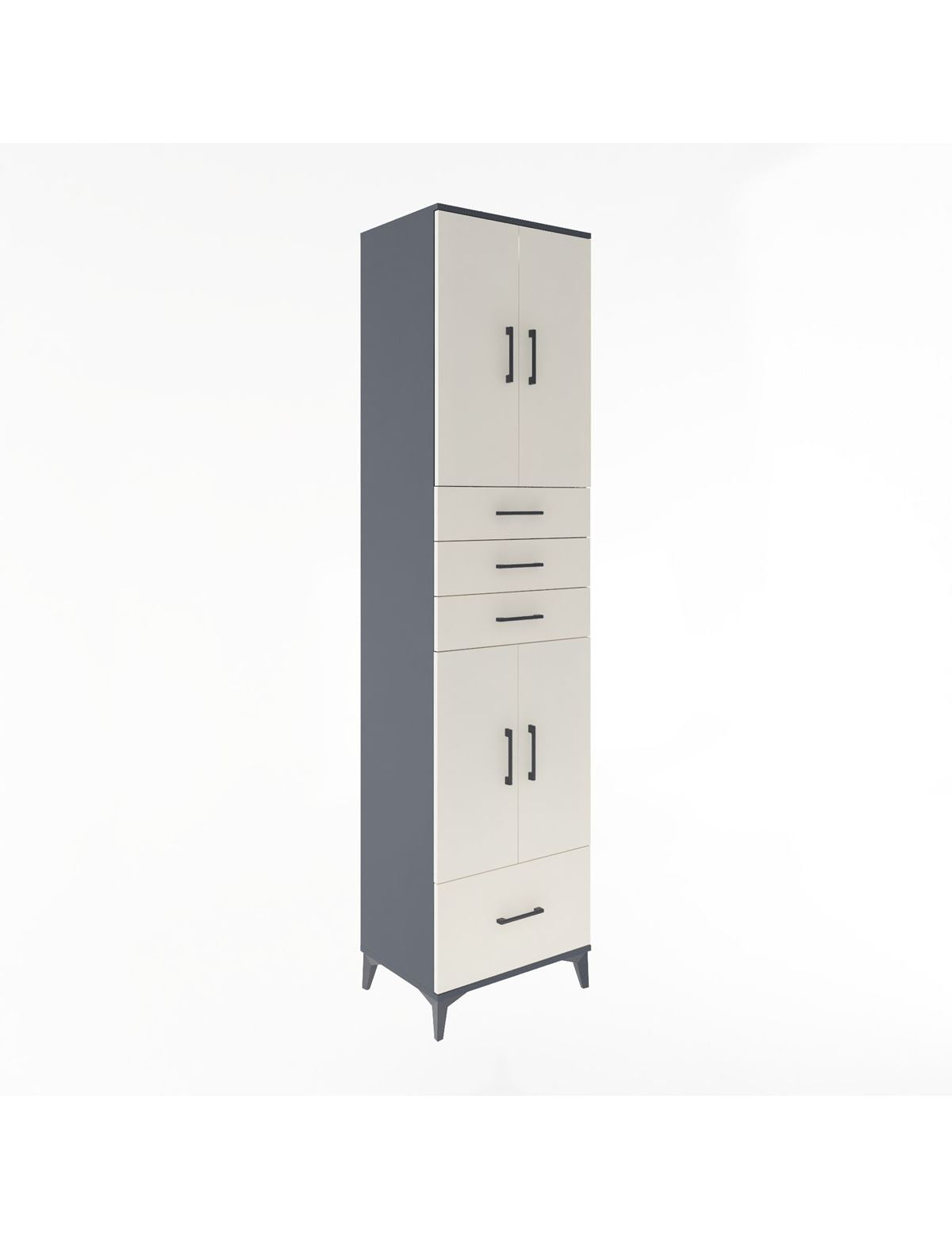 Hyperion Dolap 4 Raflı 4 Çekmeceli 4 Kapaklı 60x44x243 Antrasit-Aytaşı