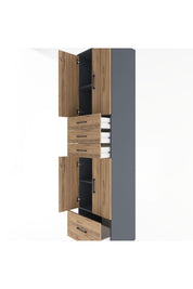Hyperion Dolap 4 Raflı 4 Çekmeceli 4 Kapaklı 60x44x243 Antrasit-Çam