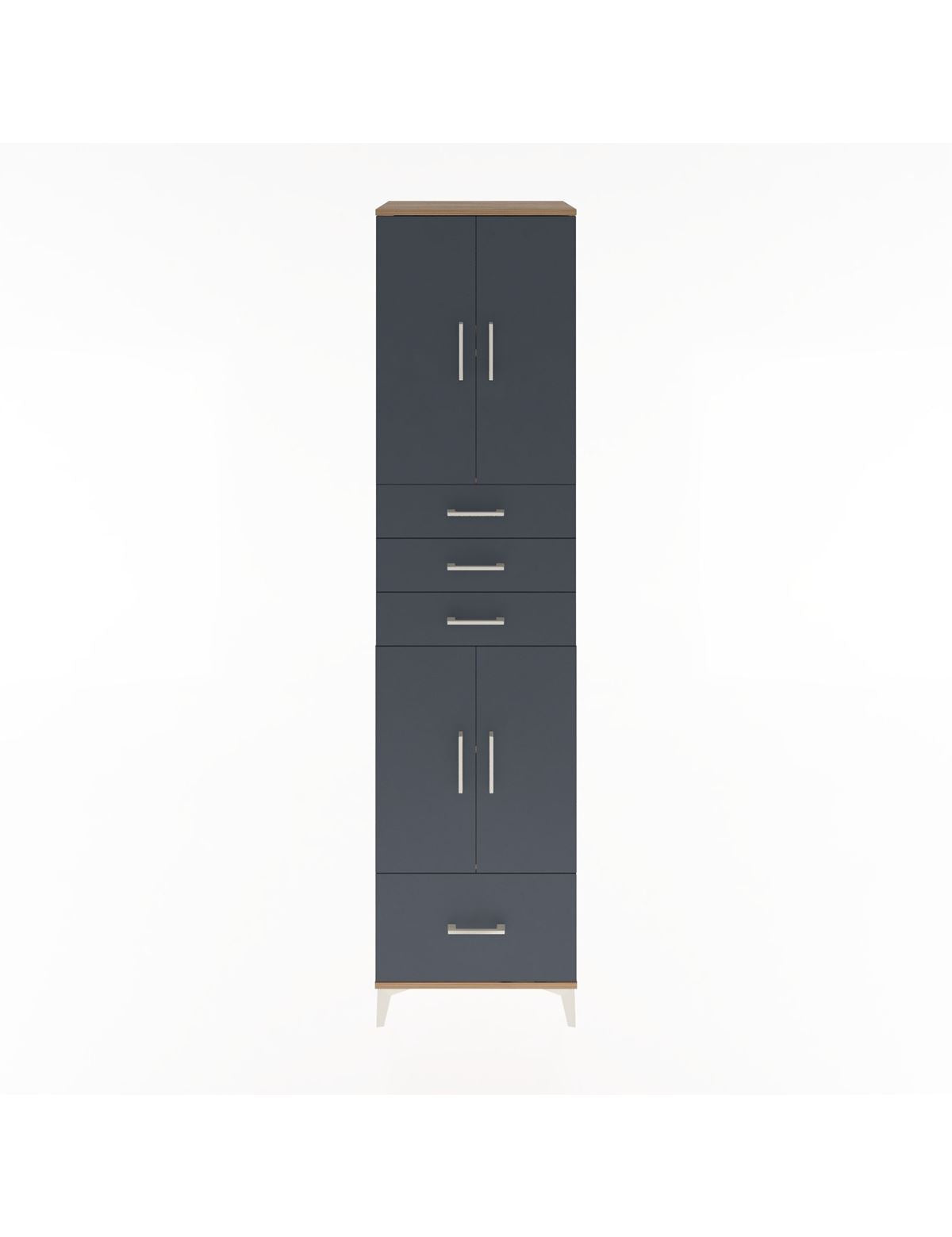 Hyperion Dolap 4 Raflı 4 Çekmeceli 4 Kapaklı 60x44x243 Çam-Antrasit