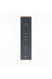 Hyperion Dolap 4 Raflı 4 Çekmeceli 4 Kapaklı 60x44x243 Çam-Antrasit