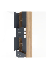 Hyperion Dolap 4 Raflı 4 Çekmeceli 4 Kapaklı 60x44x243 Çam-Antrasit