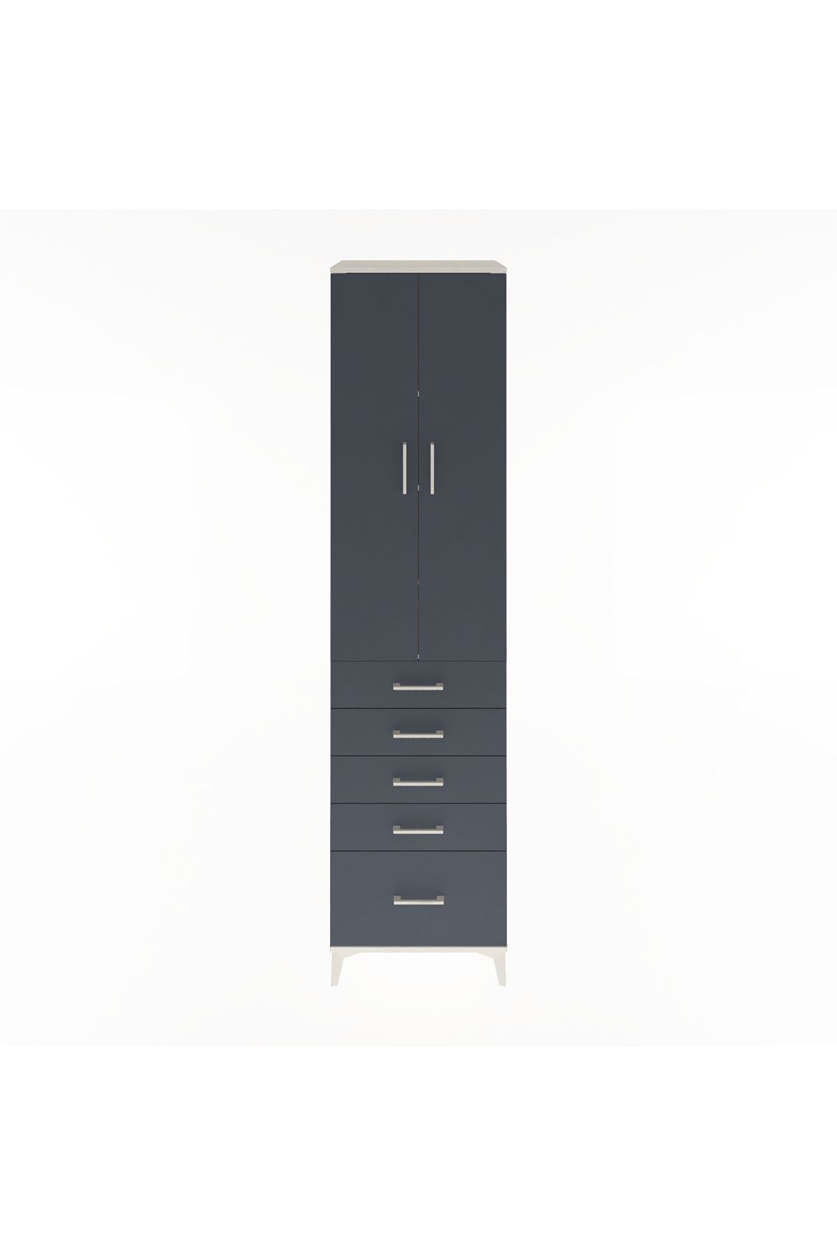 Hyperion Dolap 4 Raflı 5 Çekmeceli 2 Kapaklı 60x44x243 Aytaşı-Antrasit