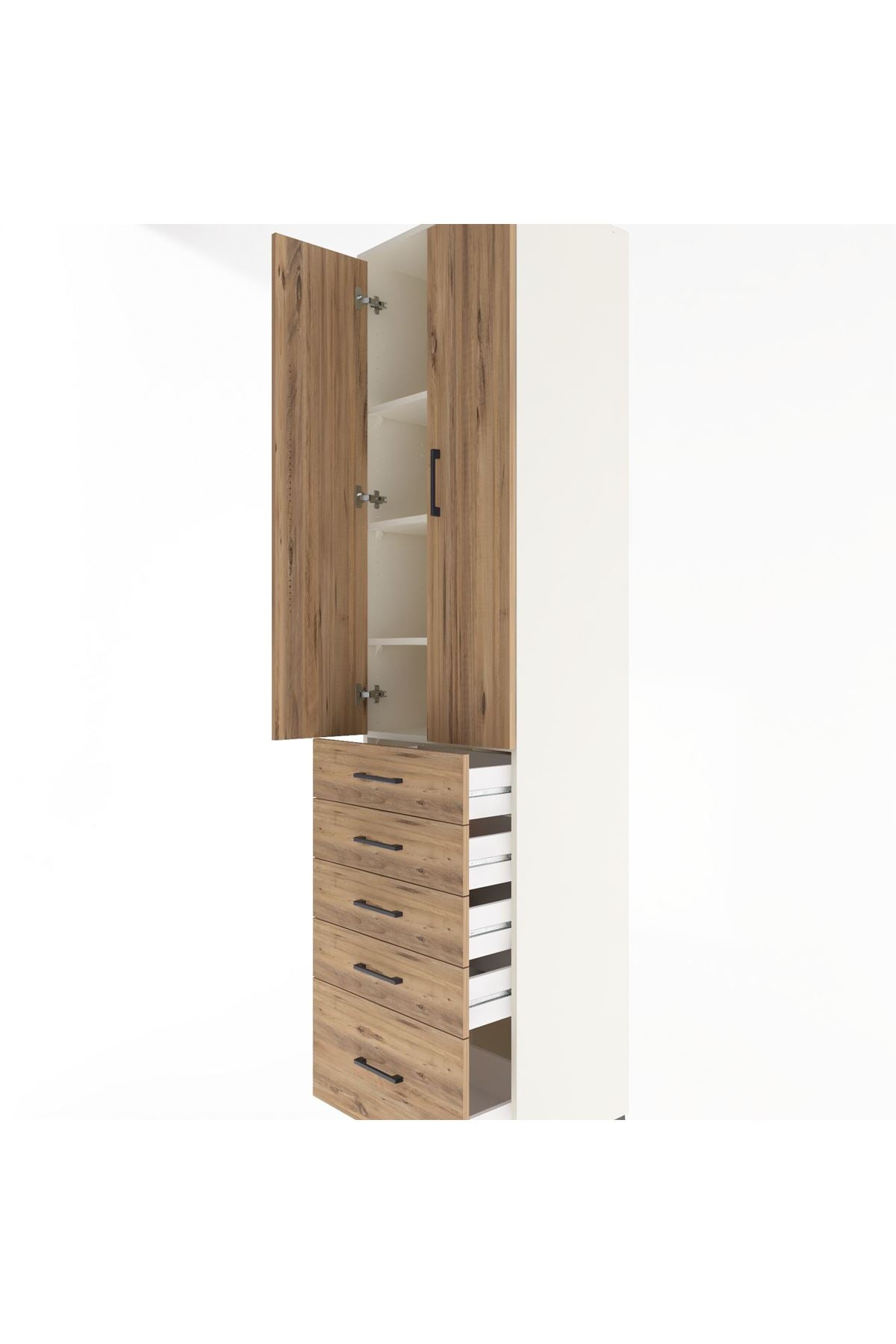 Hyperion Dolap 4 Raflı 5 Çekmeceli 2 Kapaklı 60x44x243 Aytaşı-Çam