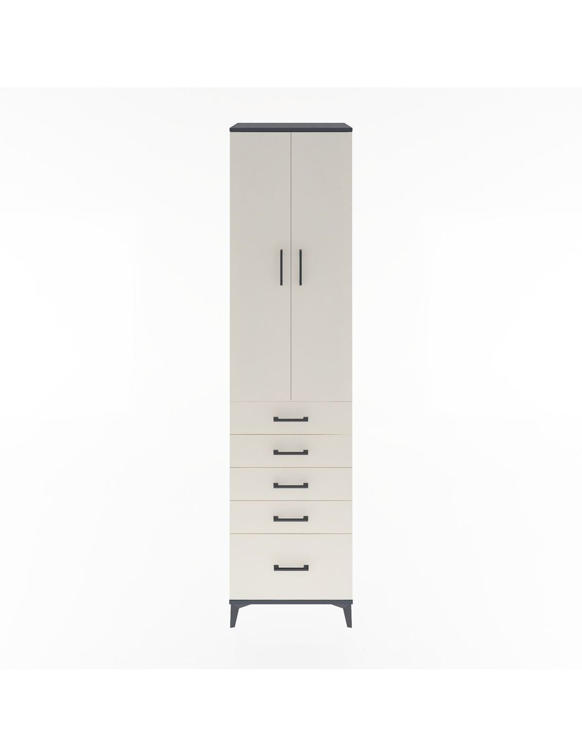 Hyperion Dolap 4 Raflı 5 Çekmeceli 2 Kapaklı 60x44x243 Antrasit-Aytaşı