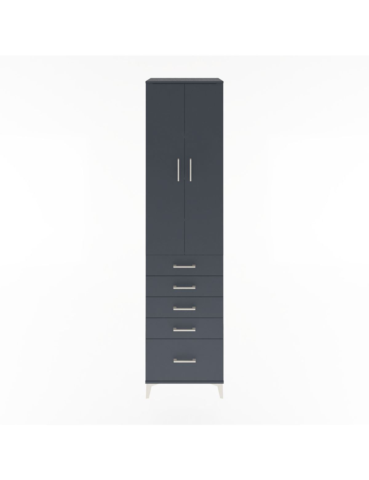 Hyperion Dolap 4 Raflı 5 Çekmeceli 2 Kapaklı 60x44x243 Antrasit-Antrasit