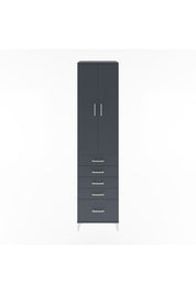 Hyperion Dolap 4 Raflı 5 Çekmeceli 2 Kapaklı 60x44x243 Antrasit-Antrasit