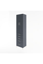 Hyperion Dolap 4 Raflı 5 Çekmeceli 2 Kapaklı 60x44x243 Antrasit-Antrasit