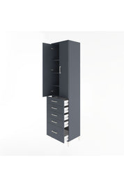 Hyperion Dolap 4 Raflı 5 Çekmeceli 2 Kapaklı 60x44x243 Antrasit-Antrasit