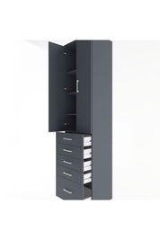 Hyperion Dolap 4 Raflı 5 Çekmeceli 2 Kapaklı 60x44x243 Antrasit-Antrasit