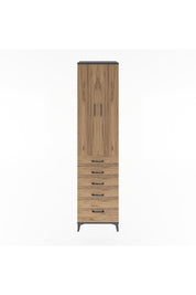 Hyperion Dolap 4 Raflı 5 Çekmeceli 2 Kapaklı 60x44x243 Antrasit-Çam