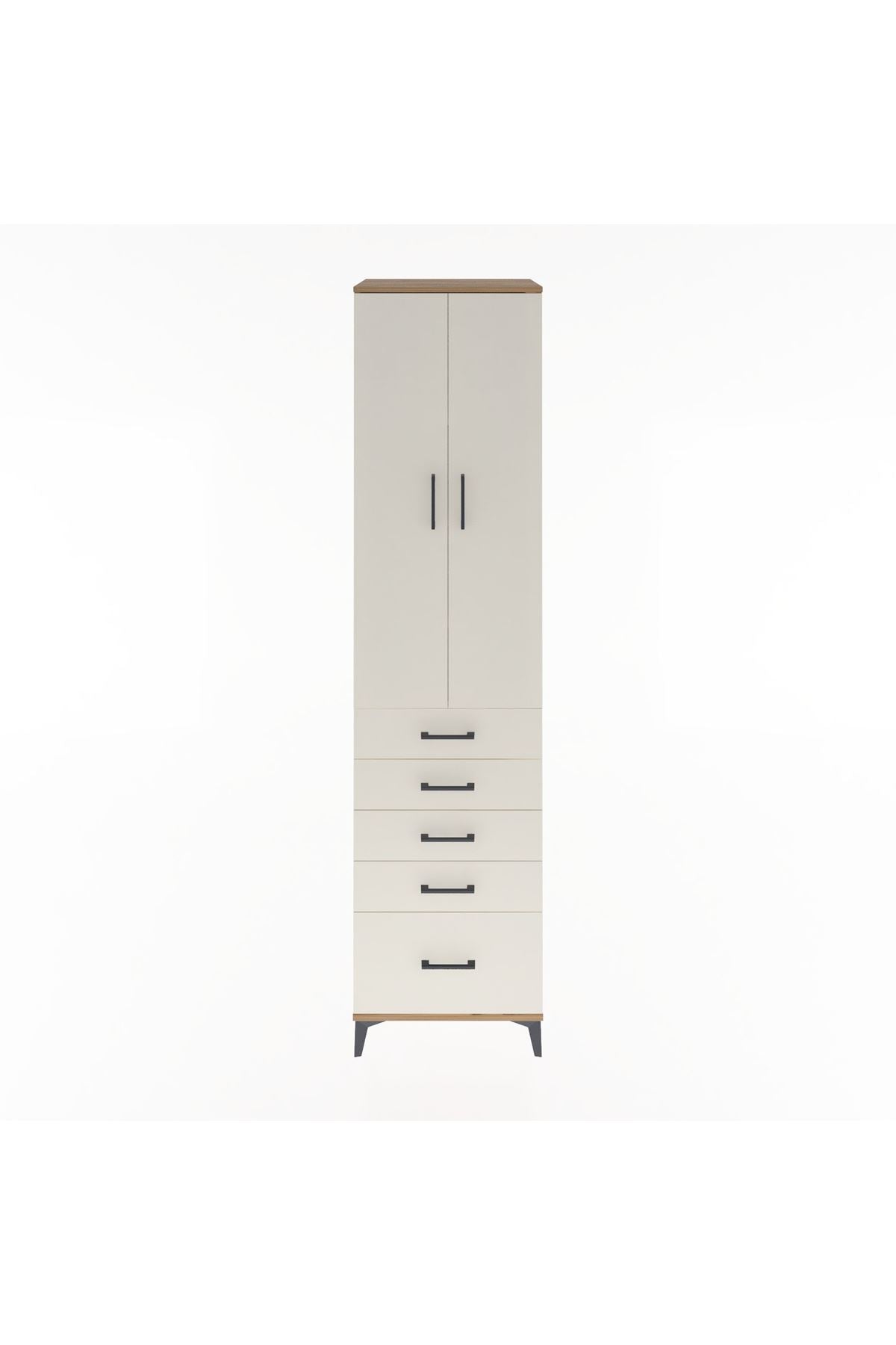 Hyperion Dolap 4 Raflı 5 Çekmeceli 2 Kapaklı 60x44x243 Çam-Aytaşı