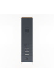 Hyperion Dolap 4 Raflı 5 Çekmeceli 2 Kapaklı 60x44x243 Çam-Antrasit
