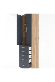 Hyperion Dolap 4 Raflı 5 Çekmeceli 2 Kapaklı 60x44x243 Çam-Antrasit