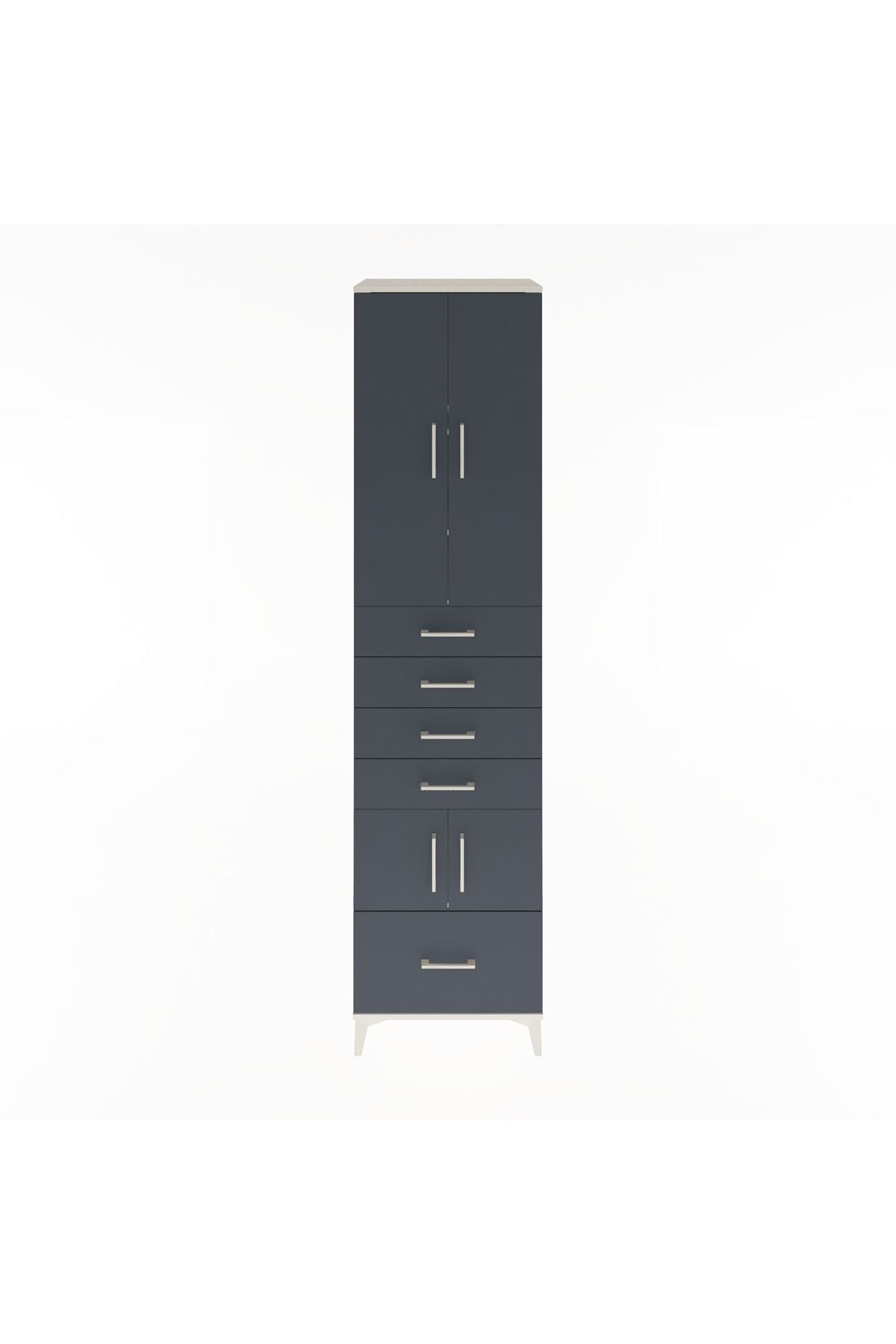 Hyperion Dolap 4 Raflı 5 Çekmeceli 4 Kapaklı 60x44x243 Aytaşı-Antrasit