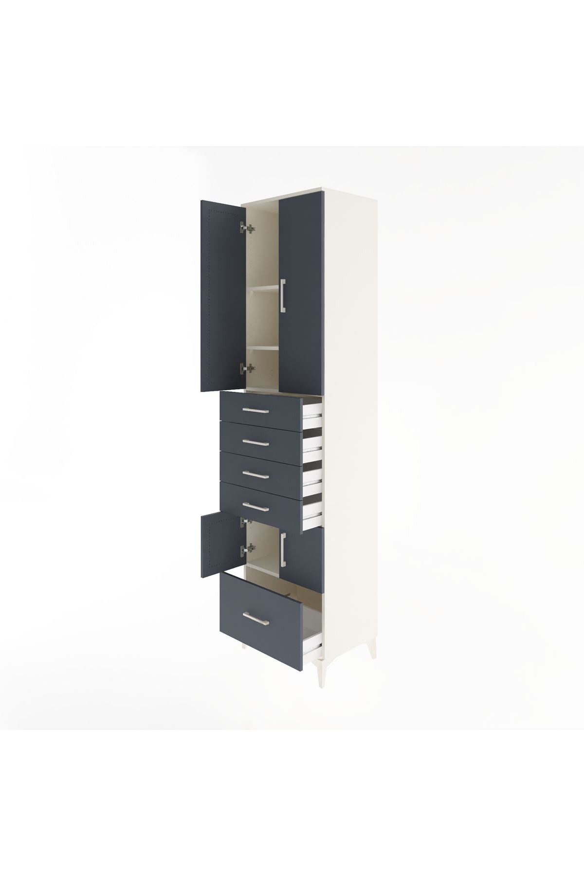 Hyperion Dolap 4 Raflı 5 Çekmeceli 4 Kapaklı 60x44x243 Aytaşı-Antrasit