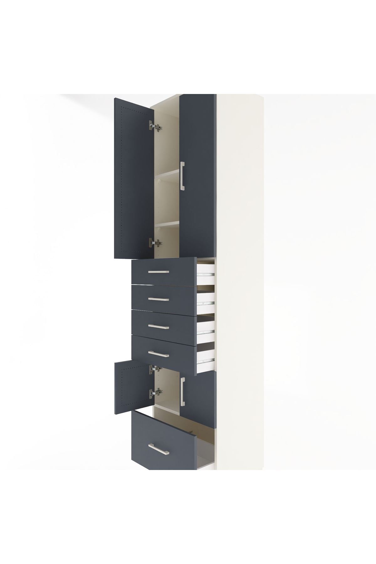 Hyperion Dolap 4 Raflı 5 Çekmeceli 4 Kapaklı 60x44x243 Aytaşı-Antrasit