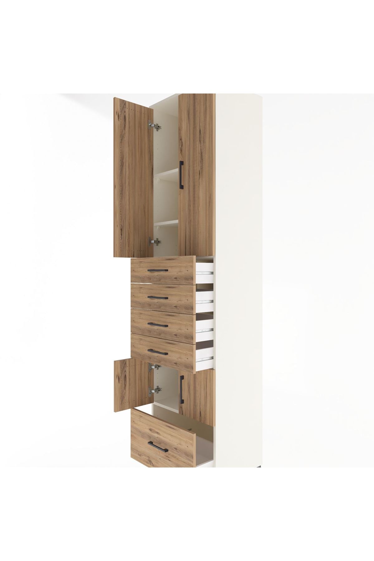 Hyperion Dolap 4 Raflı 5 Çekmeceli 4 Kapaklı 60x44x243 Aytaşı-Çam