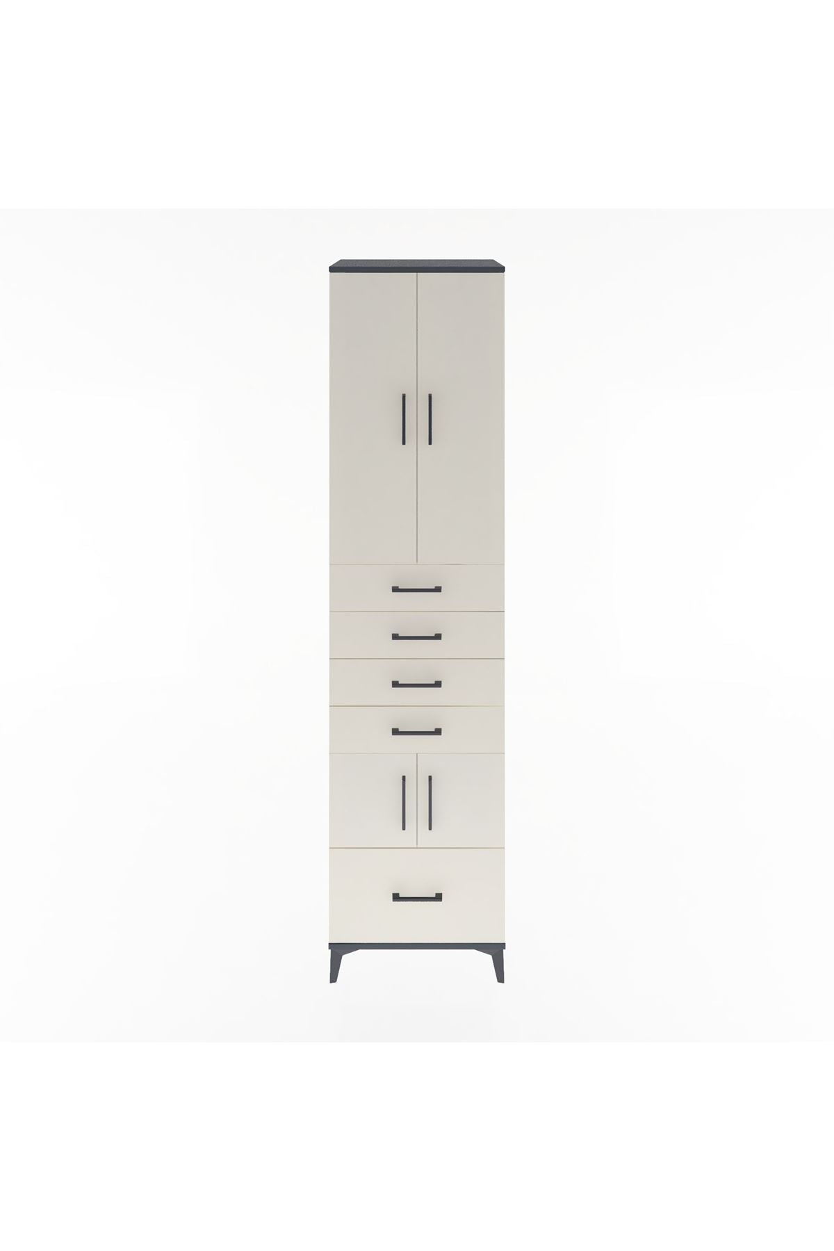 Hyperion Dolap 4 Raflı 5 Çekmeceli 4 Kapaklı 60x44x243 Antrasit-Aytaşı