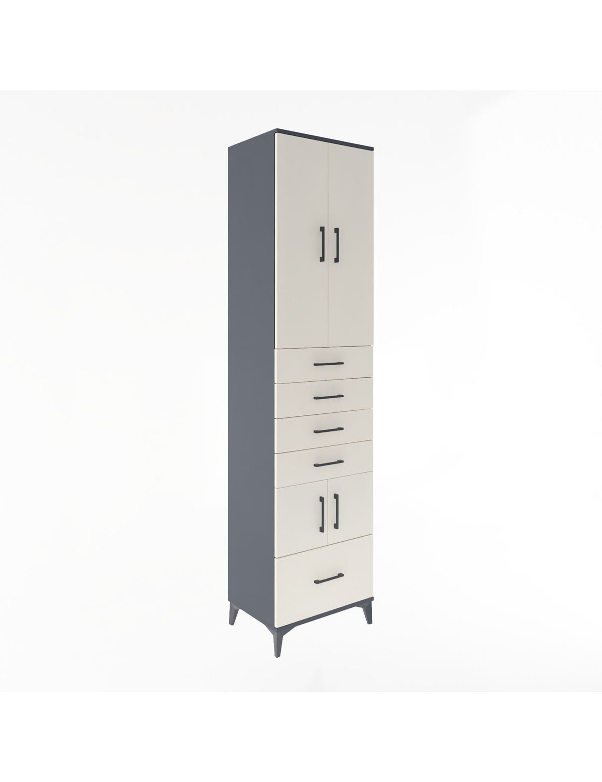 Hyperion Dolap 4 Raflı 5 Çekmeceli 4 Kapaklı 60x44x243 Antrasit-Aytaşı