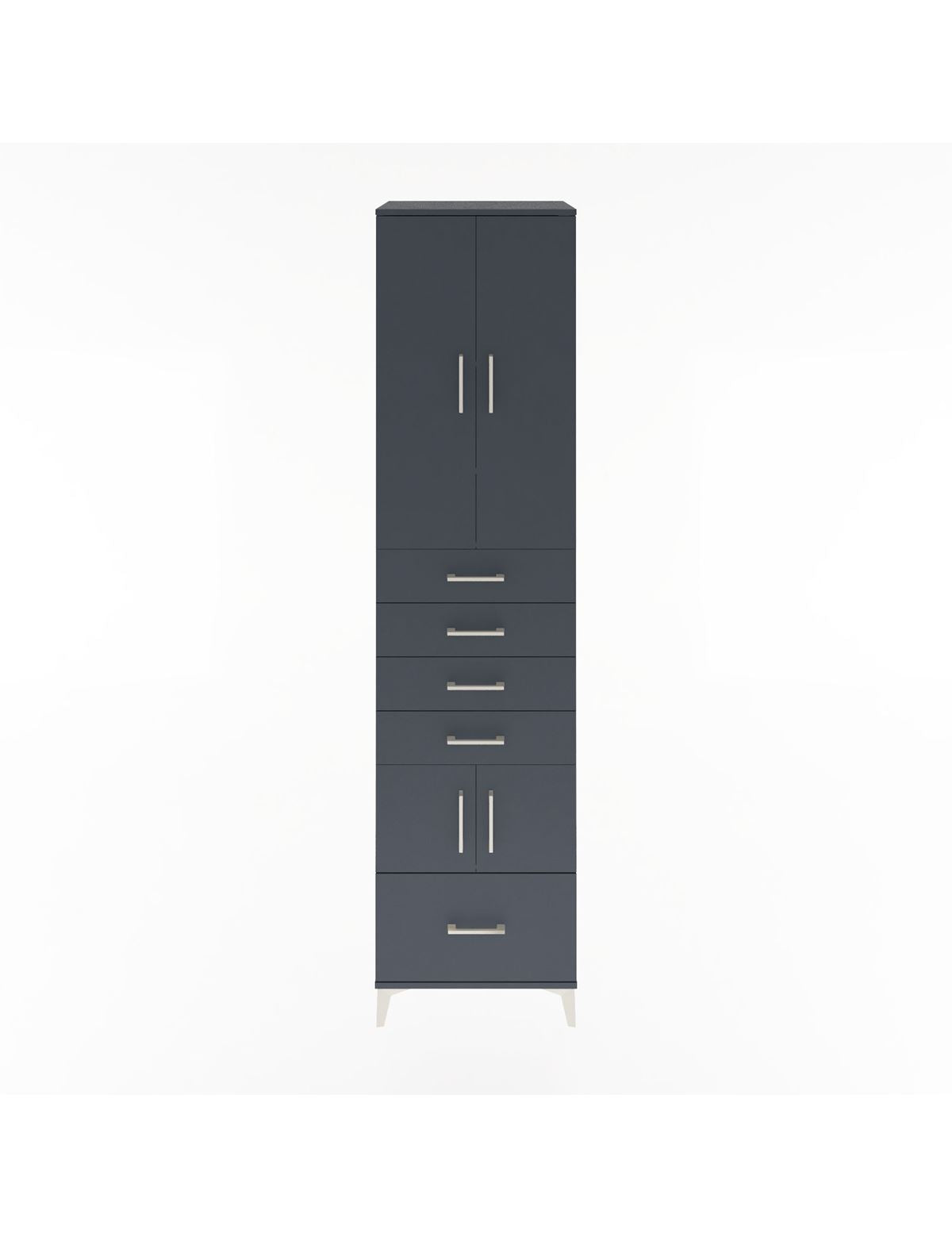 Hyperion Dolap 4 Raflı 5 Çekmeceli 4 Kapaklı 60x44x243 Antrasit-Antrasit
