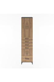 Hyperion Dolap 4 Raflı 5 Çekmeceli 4 Kapaklı 60x44x243 Antrasit-Çam