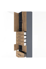 Hyperion Dolap 4 Raflı 5 Çekmeceli 4 Kapaklı 60x44x243 Antrasit-Çam