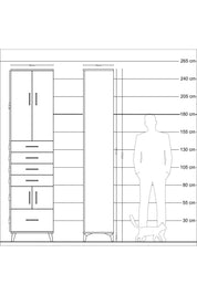 Hyperion Dolap 4 Raflı 5 Çekmeceli 4 Kapaklı 60x44x243 Çam-Aytaşı