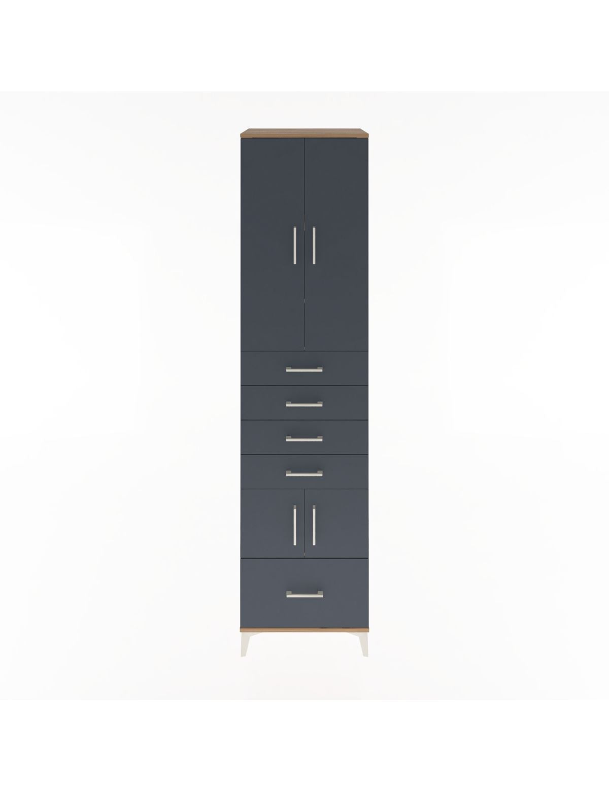 Hyperion Dolap 4 Raflı 5 Çekmeceli 4 Kapaklı 60x44x243 Çam-Antrasit