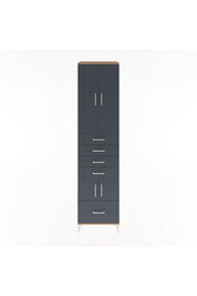 Hyperion Dolap 4 Raflı 5 Çekmeceli 4 Kapaklı 60x44x243 Çam-Antrasit