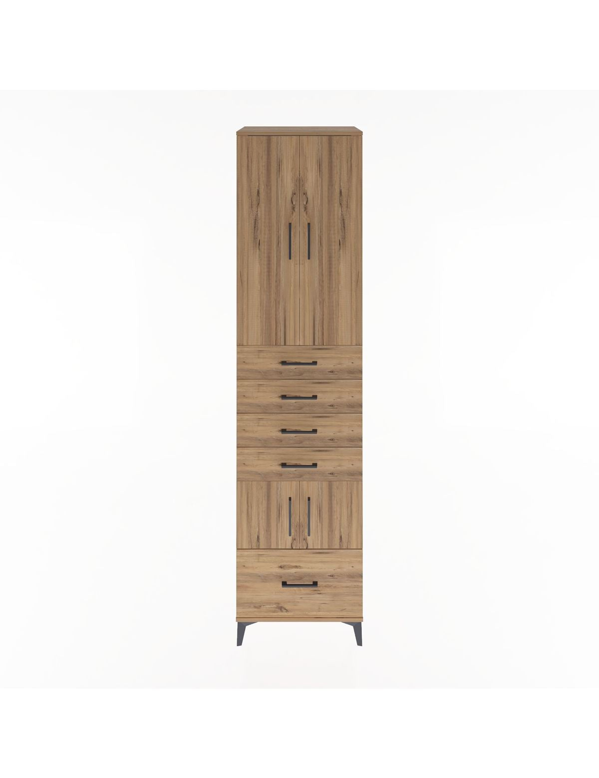 Hyperion Dolap 4 Raflı 5 Çekmeceli 4 Kapaklı 60x44x243 Çam-Çam