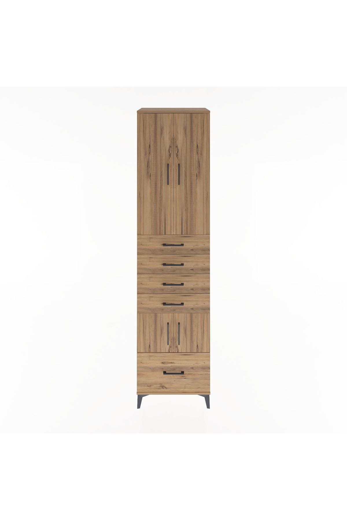 Hyperion Dolap 4 Raflı 5 Çekmeceli 4 Kapaklı 60x44x243 Çam-Çam