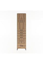 Hyperion Dolap 4 Raflı 5 Çekmeceli 4 Kapaklı 60x44x243 Çam-Çam