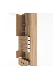 Hyperion Dolap 4 Raflı 5 Çekmeceli 4 Kapaklı 60x44x243 Çam-Çam