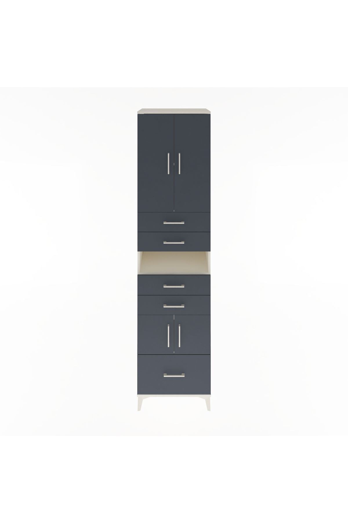 Hyperion Dolap 4 Raflı 5 Çekmeceli 4 Kapaklı 60x44x243 Aytaşı-Antrasit