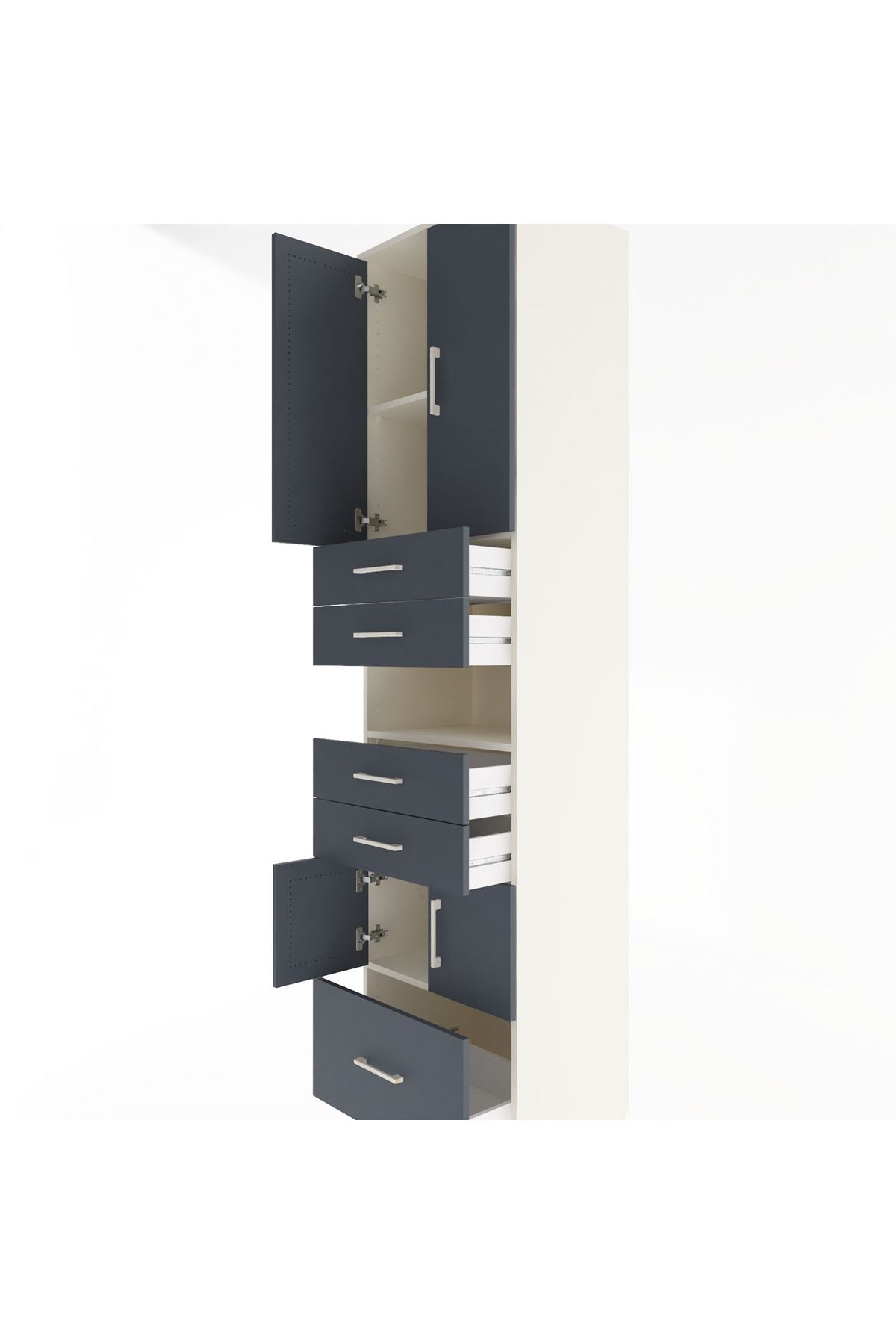 Hyperion Dolap 4 Raflı 5 Çekmeceli 4 Kapaklı 60x44x243 Aytaşı-Antrasit