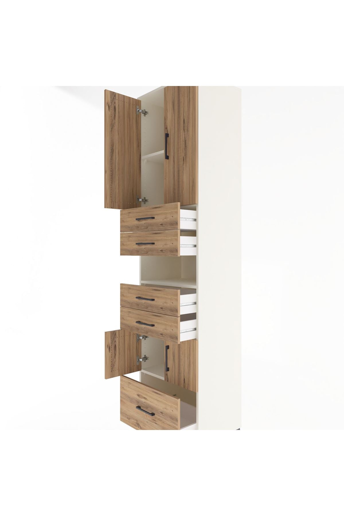 Hyperion Dolap 4 Raflı 5 Çekmeceli 4 Kapaklı 60x44x243 Aytaşı-Çam