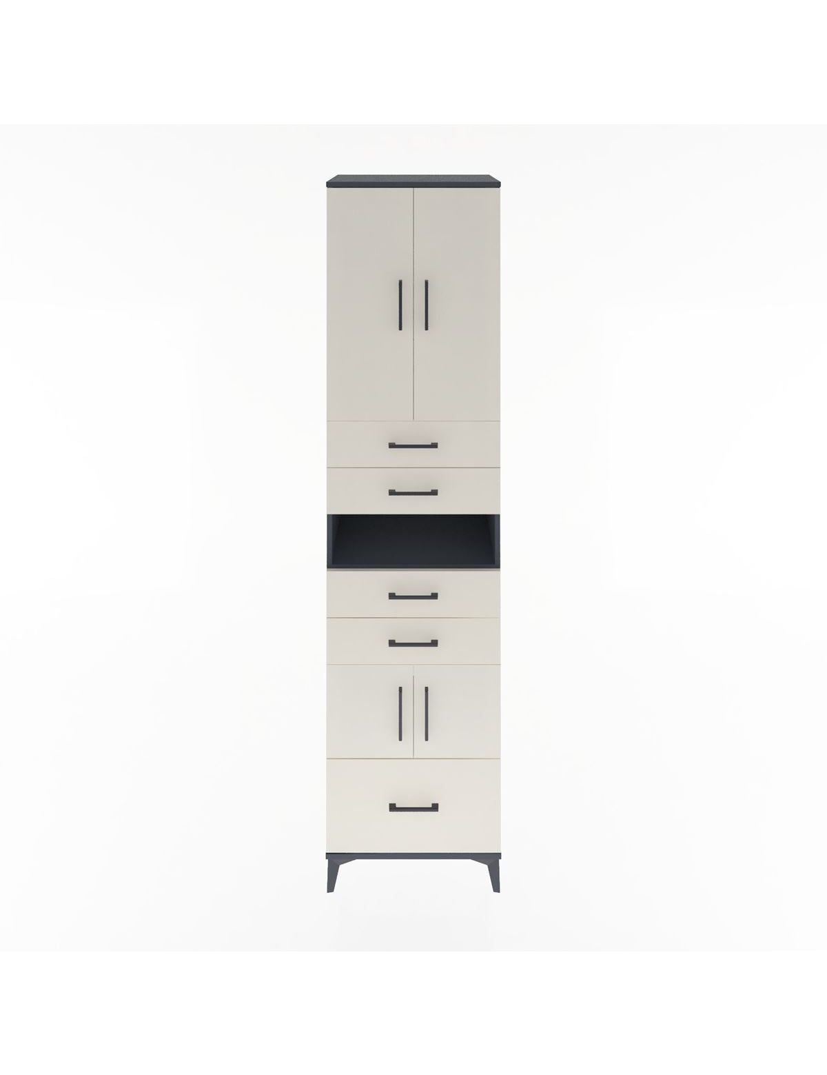 Hyperion Dolap 4 Raflı 5 Çekmeceli 4 Kapaklı 60x44x243 Antrasit-Aytaşı