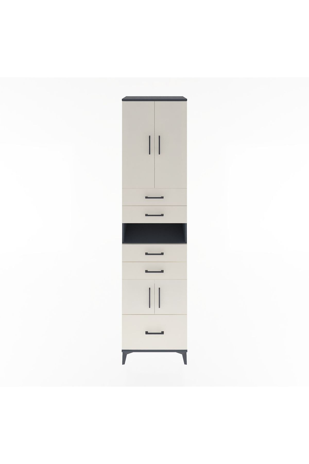 Hyperion Dolap 4 Raflı 5 Çekmeceli 4 Kapaklı 60x44x243 Antrasit-Aytaşı