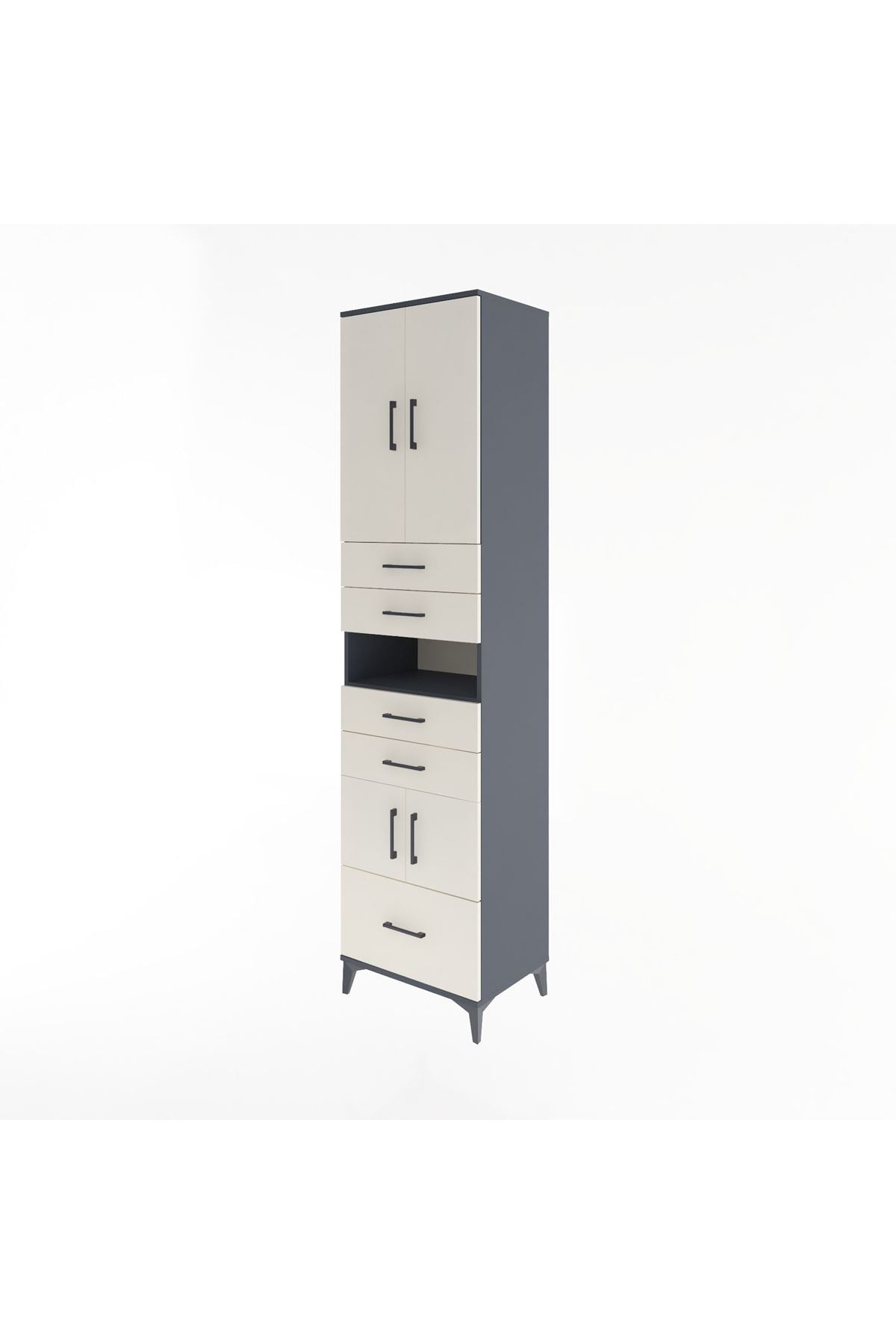 Hyperion Dolap 4 Raflı 5 Çekmeceli 4 Kapaklı 60x44x243 Antrasit-Aytaşı