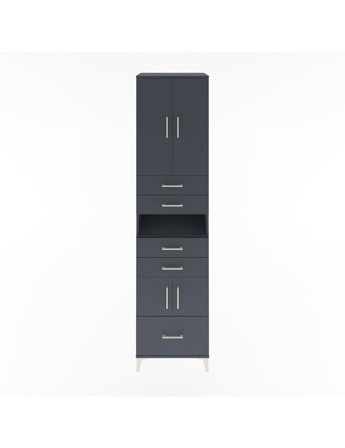 Hyperion Dolap 4 Raflı 5 Çekmeceli 4 Kapaklı 60x44x243 Antrasit-Antrasit