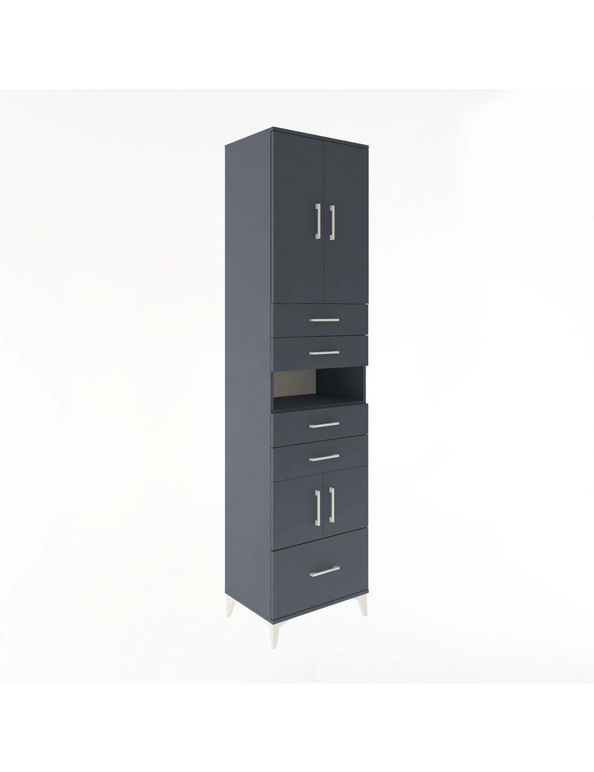 Hyperion Dolap 4 Raflı 5 Çekmeceli 4 Kapaklı 60x44x243 Antrasit-Antrasit