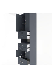 Hyperion Dolap 4 Raflı 5 Çekmeceli 4 Kapaklı 60x44x243 Antrasit-Antrasit