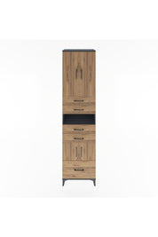 Hyperion Dolap 4 Raflı 5 Çekmeceli 4 Kapaklı 60x44x243 Antrasit-Çam