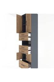 Hyperion Dolap 4 Raflı 5 Çekmeceli 4 Kapaklı 60x44x243 Antrasit-Çam