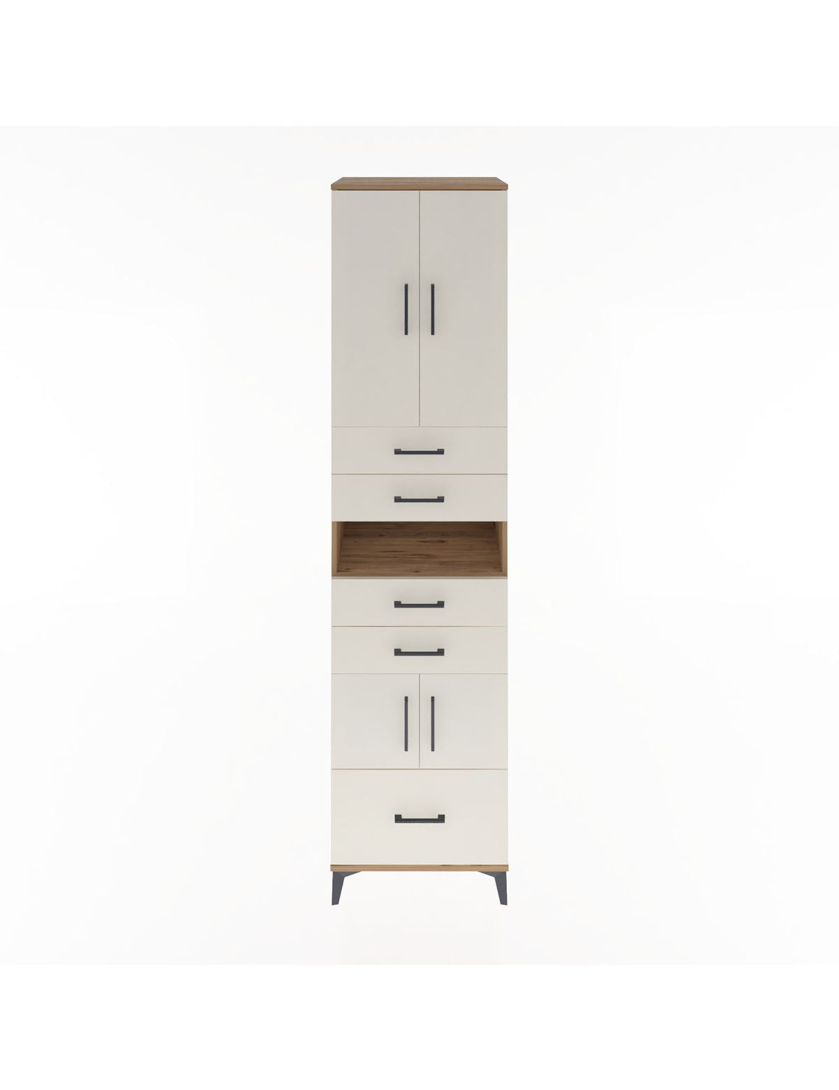 Hyperion Dolap 4 Raflı 5 Çekmeceli 4 Kapaklı 60x44x243 Çam-Aytaşı