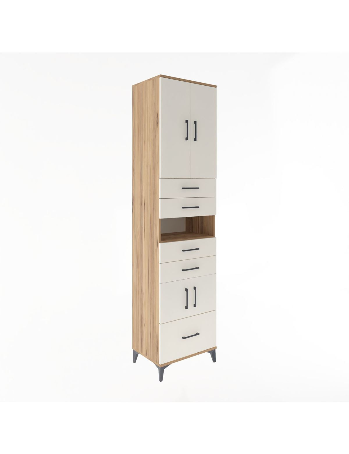 Hyperion Dolap 4 Raflı 5 Çekmeceli 4 Kapaklı 60x44x243 Çam-Aytaşı