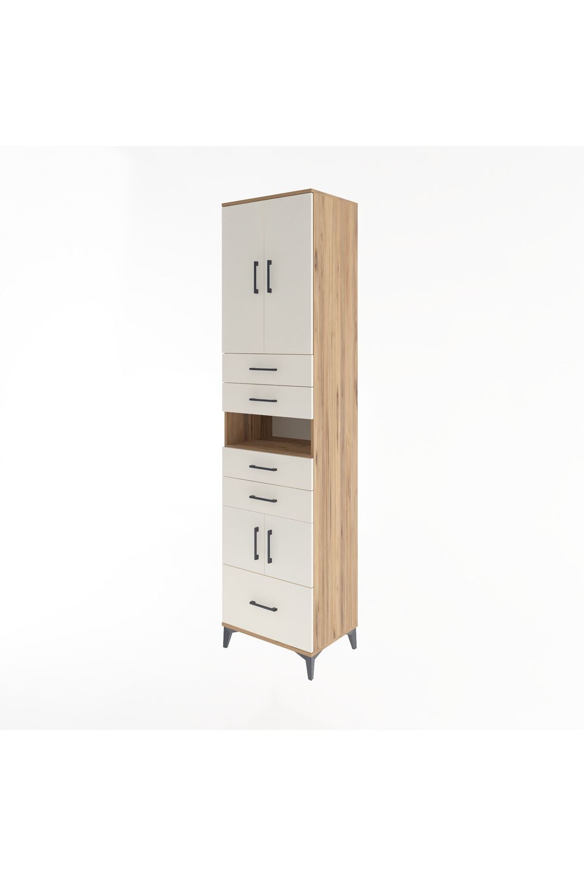 Hyperion Dolap 4 Raflı 5 Çekmeceli 4 Kapaklı 60x44x243 Çam-Aytaşı