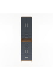 Hyperion Dolap 4 Raflı 5 Çekmeceli 4 Kapaklı 60x44x243 Çam-Antrasit