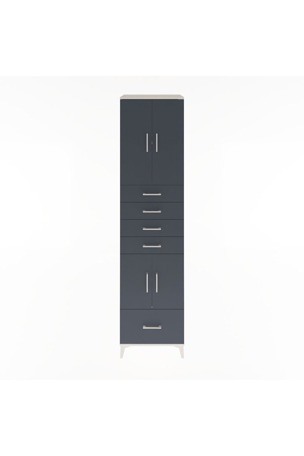 Hyperion Dolap 4 Raflı 5 Çekmeceli 4 Kapaklı 60x44x243 Aytaşı-Antrasit