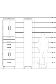 Hyperion Dolap 4 Raflı 5 Çekmeceli 4 Kapaklı 60x44x243 Aytaşı-Aytaşı